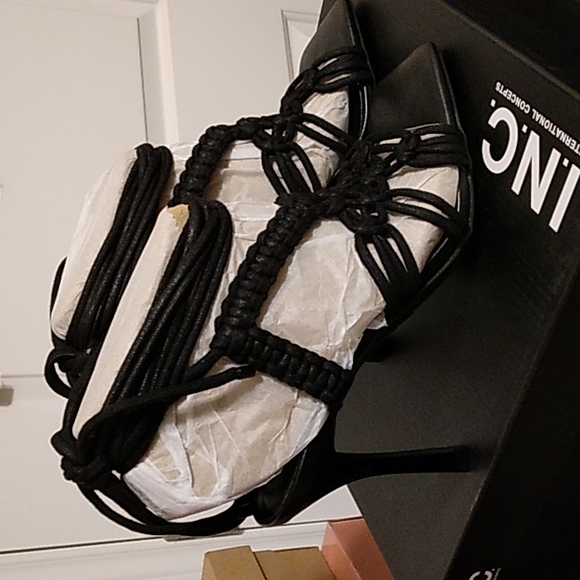 I•N•C International concepts ankle lace up high heels braided design. - Picture 3 of 5